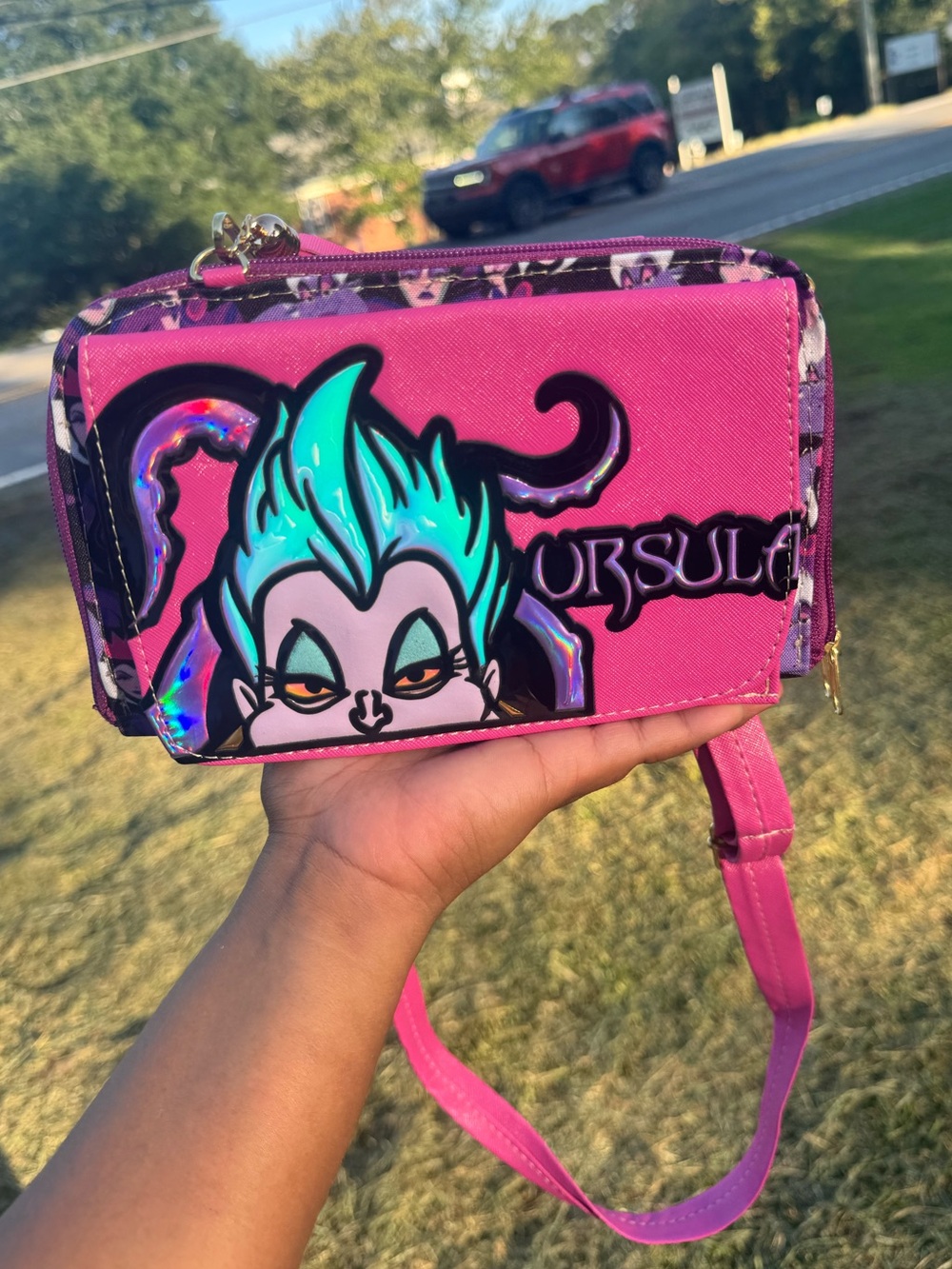 Pink Ursula Graphic Crossbody Wristlet